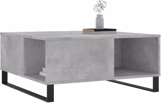Berkfield Home Modern Square Coffee Table in Concrete Grey, W/D/H: 80 x 80 x 36.5 cm