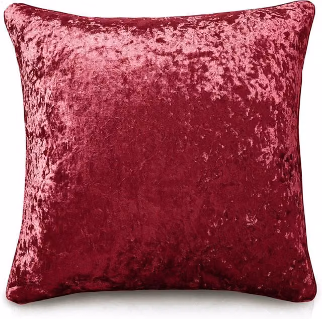 Intimates Plain Crushed Velvet Square Cushion in Raspberry, W x D: 43 x 43 cm
