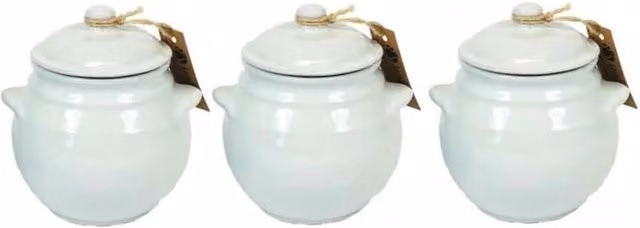 Verano Spanish Ceramics Rustic Pastel Fully Dipped Terracotta Kitchen Dining Storage Jar with Lid, Set of 3, Blue, H: 15 cm