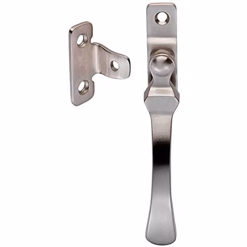 Loops Lockable Victorian Casement Window Fastener in Brushed Silver, W: 5.7 cm, H: 13 cm