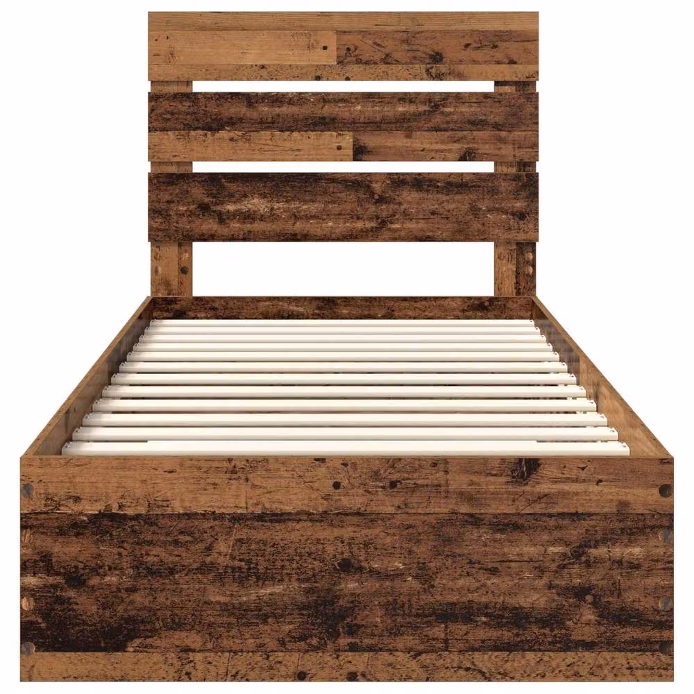 Berkfield Home Bed Frame with Drawers in Old Wood Brown, W/D/H: 90 x 190 cm – 3