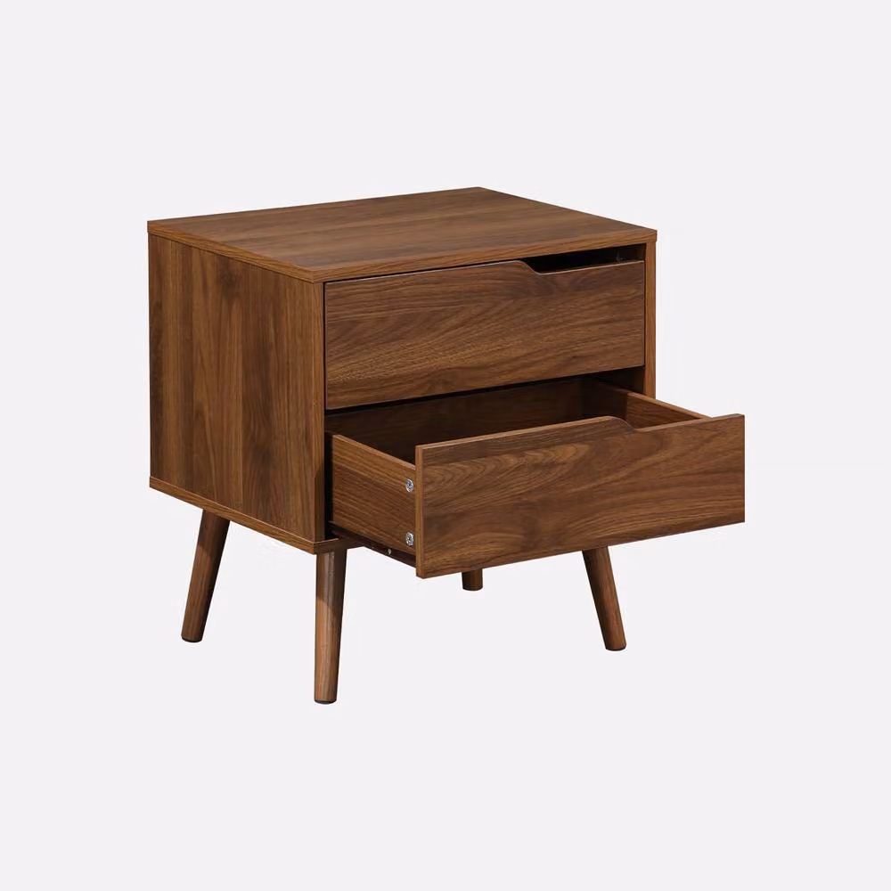 sweeek Walnut Wood-effect Bedside Table in Dark Brown – 2