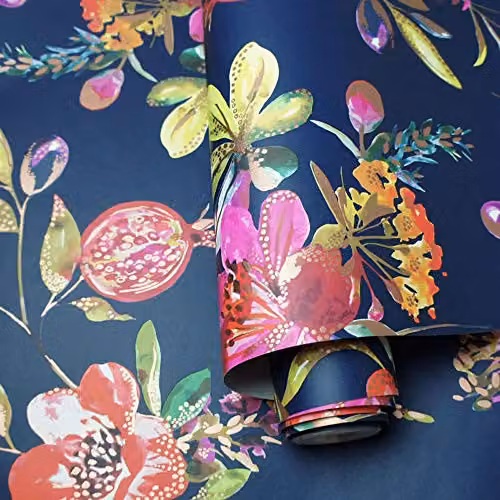 YöL Blue Botanical Floral Modern Washable Wallpaper Roll – 2
