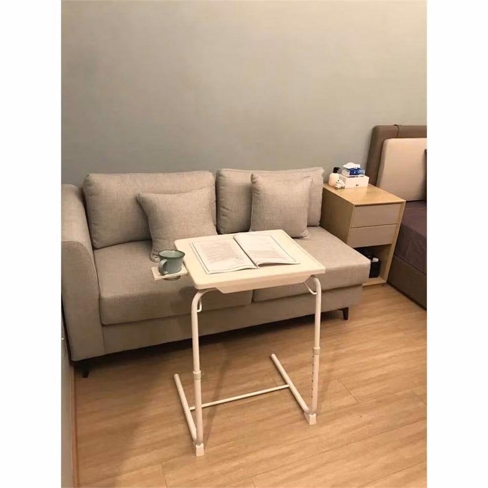 PAWNORA Table Buddy White Folding Table with Cup Holder and Tilting Top – 3