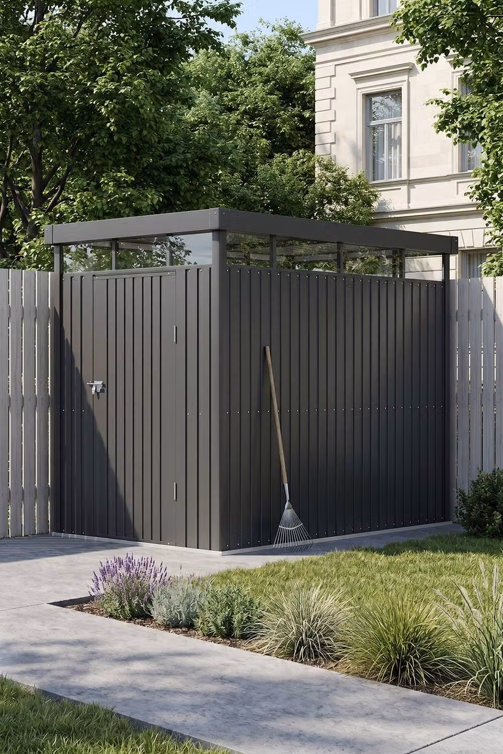 Garden Sanctuary Black Galvanised Steel Outdoor Garden Storage Shed with Transparent Windows – 2