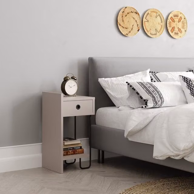 Decortie Sirius Modern Bedside Table Nightstand in Grey