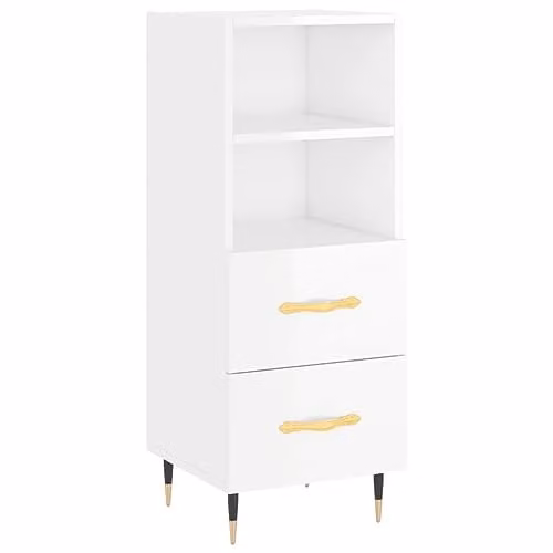 vidaXL Modern High Gloss White Sideboard in Engineered Wood W/D/H: 34.5 x 34 x 90 cm – 1