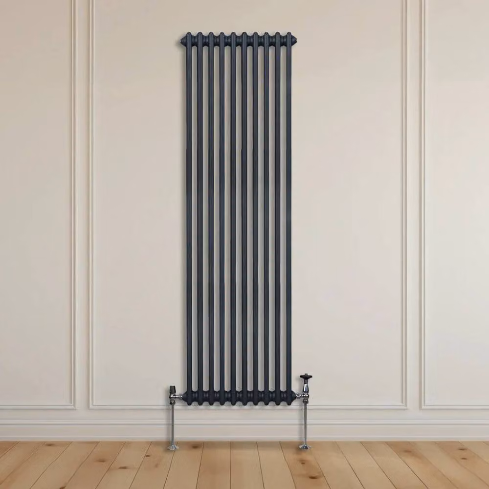 Monstershop Traditional 2 Column Steel Radiator in Anthracite Grey, H: 180 cm, W: 47.2 cm, D: 7 cm – 8
