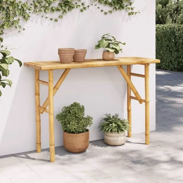 Berkfield Home Bamboo Console Table in Brown, W/D/H: 115 x 39 x 75 cm
