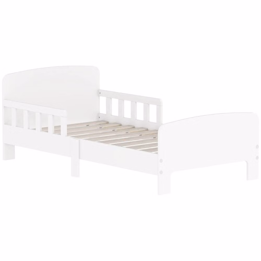 FORGEVIO Toddler Bed Frame with Safety Side Rails in White – 2