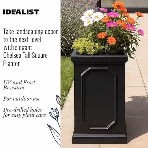 IDEALIST Small Grey Stone Planter, Height: 52 cm, 30L Capacity – 5