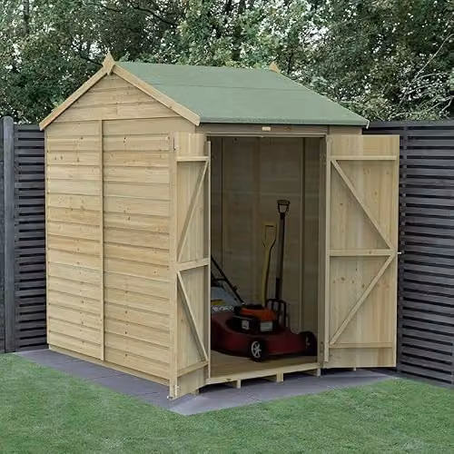 Forest Garden Brown Wooden Reverse Apex Shed with Double Doors and Shiplap Construction W/D/H: 152.4 x 230.05 x 213.36 cm – 2