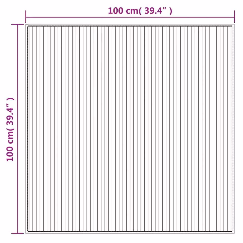Berkfield Home Square Bamboo and Polypropylene Rug in Brown, W/D: 100 x 100 cm – 3