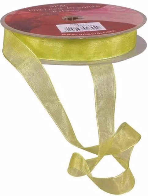 KDMD Lime Green Woven Edge Organza Ribbon, 15mm, 3 Pack