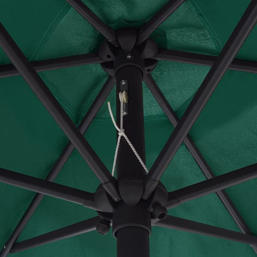 Berkfield Home Outdoor Parasol with Aluminium Pole and Green Polyester Canopy, W: 270 cm, D: 246 cm – 2