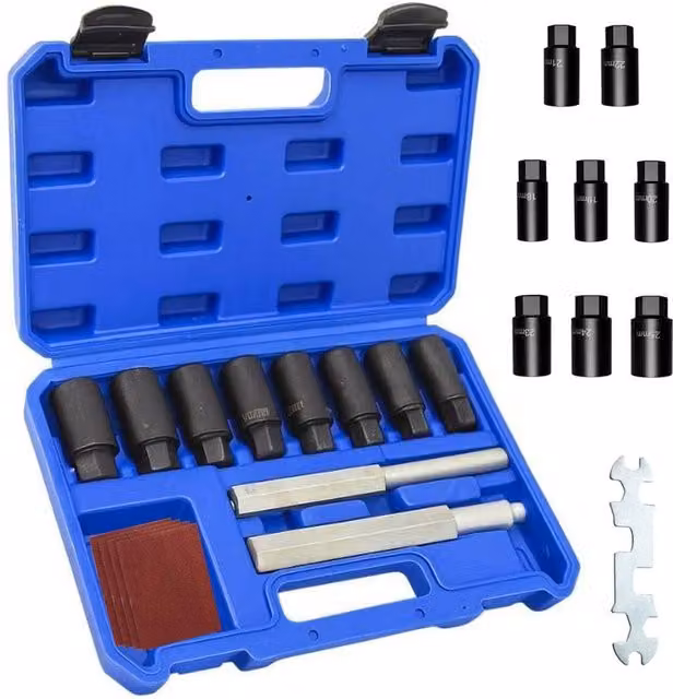 Ventryn 10-Piece Locking Wheel Nut Removal Socket Set, 18-25mm, Black