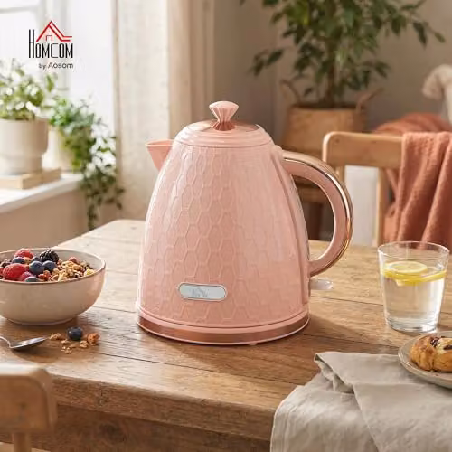 HOMCOM Electric Kettle with Auto Shut-off, 1.7 l, 3 kW, Pink – 2
