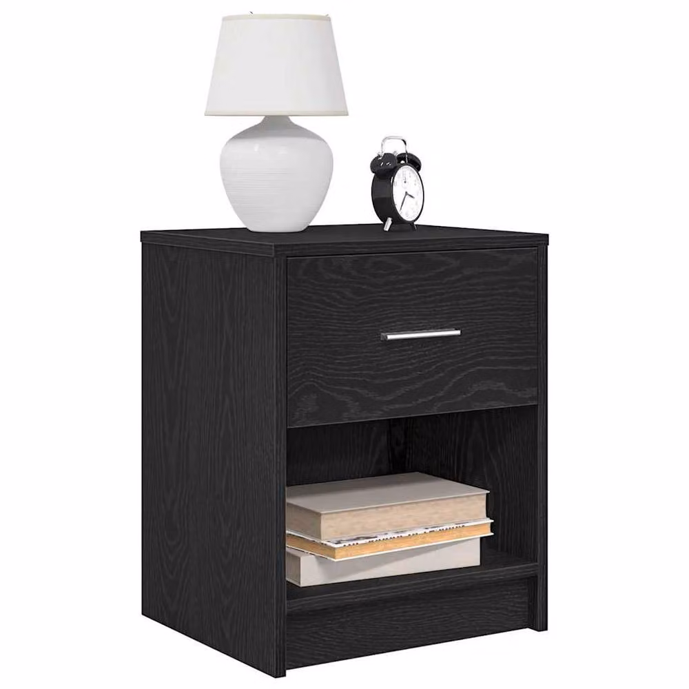 Berkfield Home Set of 2 Durable Black Bedside Cabinets with Drawer, W/D/H: 40 x 34 x 50 cm – 1