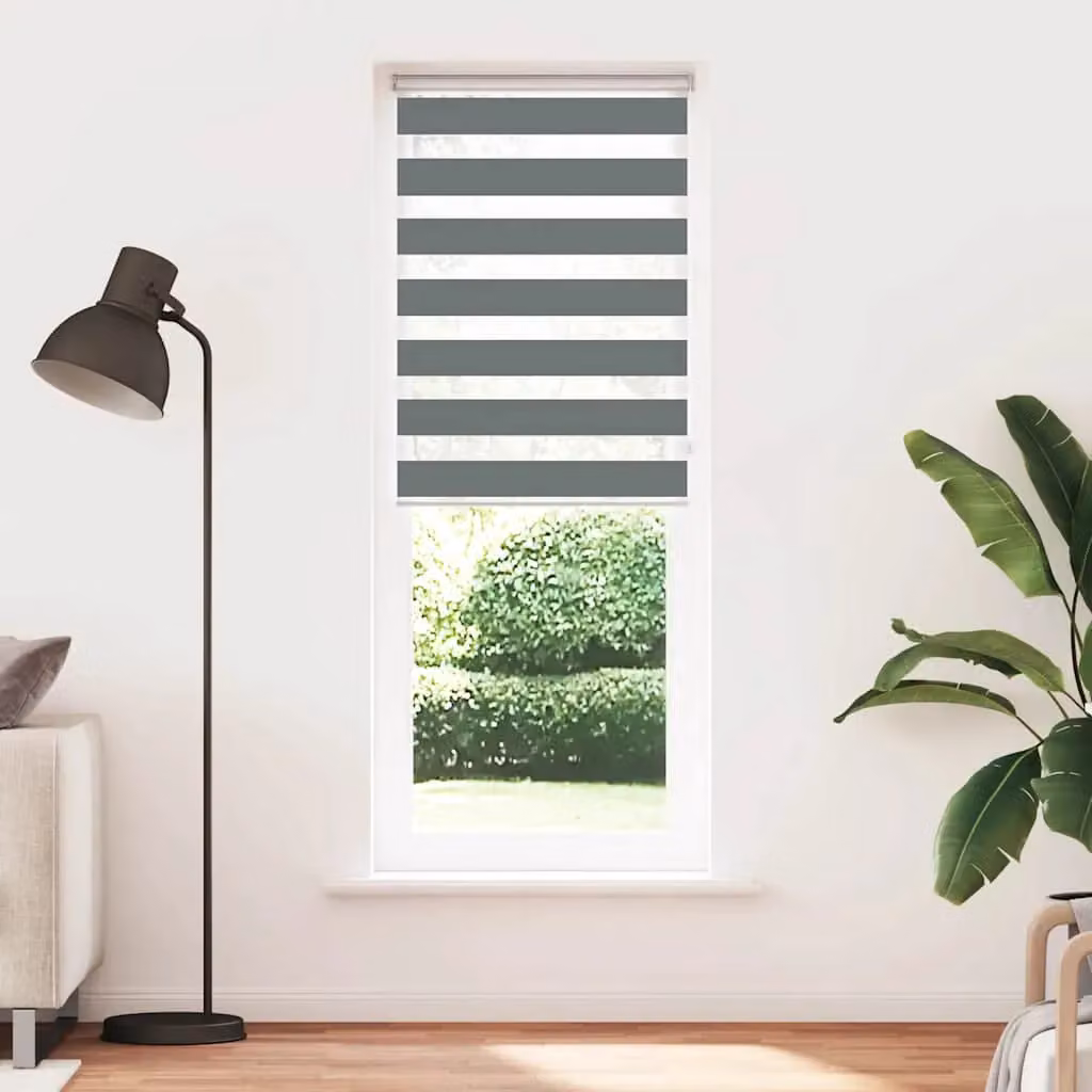 Berkfield Home Zebra Blind in Dark Grey, Polyester, W: 90 cm, H: 200 cm – 2