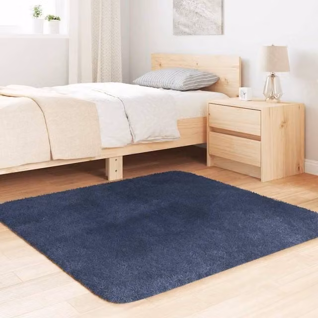 Berkfield Home NAVARRA Shaggy High Pile Rug, Blue, W/D: 120 x 120 cm