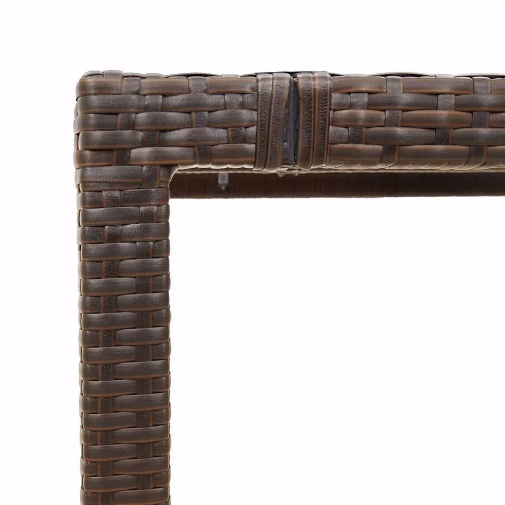 Berkfield Home Brown Poly Rattan Garden Table with Glass Top, W/D/H: 150 x 90 x 75 cm – 6