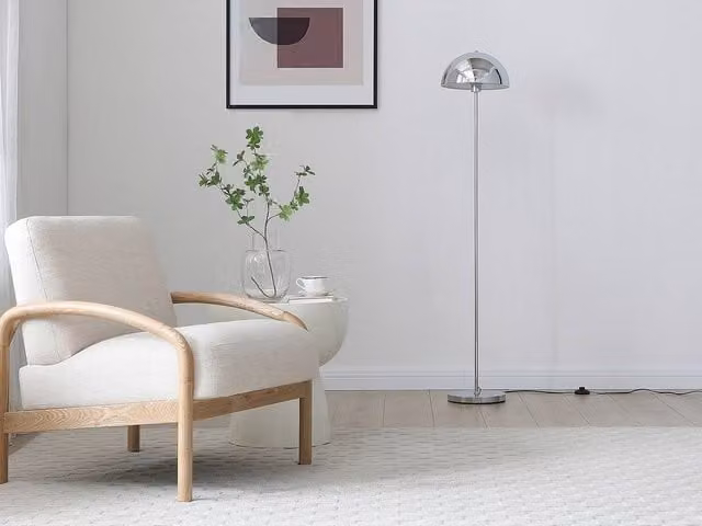 Vente-unique Ontario Metal Floor Lamp in Silver Chrome, D: 30 cm, H: 149 cm – 1
