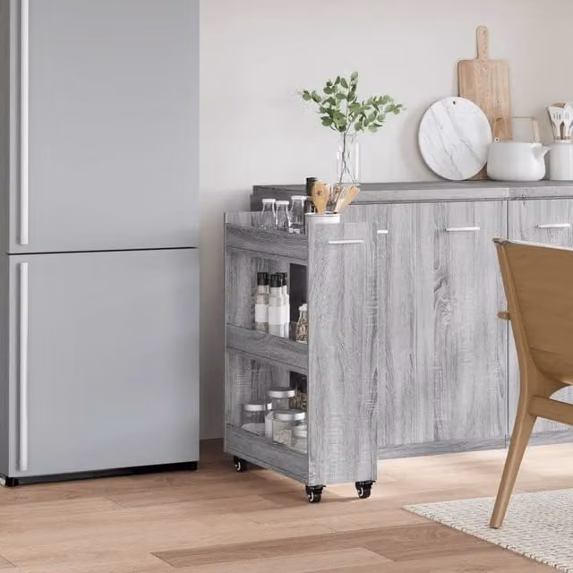 Berkfield Home Classic Cabinet with Wheels in Grey Sonoma, W/D/H: 60 x 22 x 79 cm – 1