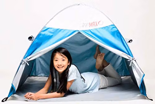 PRIMAX Junior Pop Up Beach Cabana Tent with UPF 50+ Sun Protection, Multicolour, W: 130 cm, D: 100 cm, H: 90 cm – 3