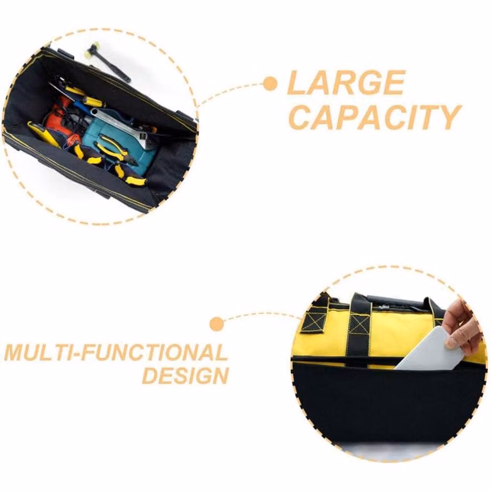 Kelvenix Heavy Duty 20 inch Multifunctional Tool Storage Bag, Yellow, W: 43.0 cm, D: 29.0 cm, H: 20.0 cm – 4