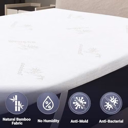 The White Stone Natural Latex Mattress Topper in White with Removable Bamboo Cover, Thickness: 5 cm, W/D/H: 100 x 200 x 5 cm – 2