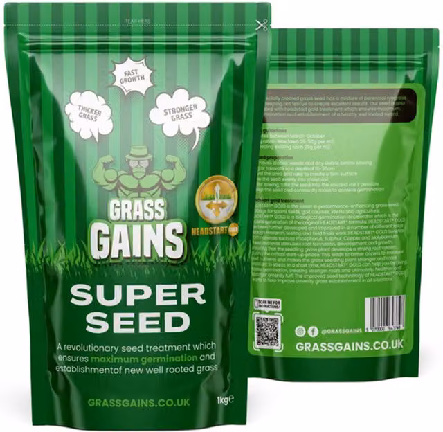 Grass Gains Premium Lawn Seed for Year-Round Growth, 1kg