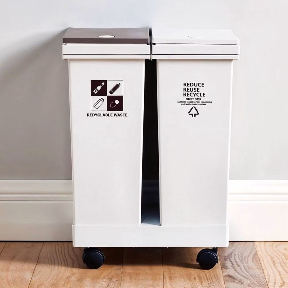 Kelvenix 24L Dual Compartment Utility Waste Bins with Flip Lid, White – 2