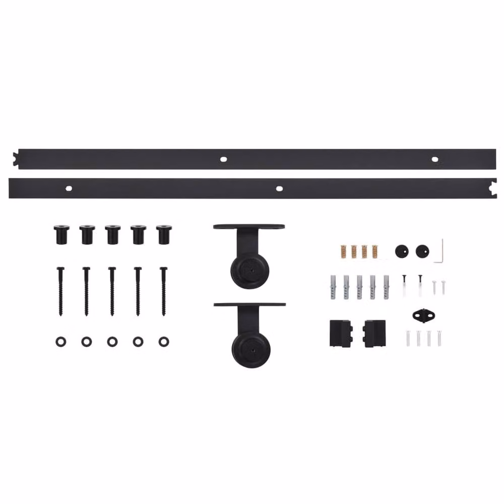 Berkfield Home Sliding Glass and Aluminium Door with Hardware Set, Black, W: 90 cm, H: 205 cm – 3