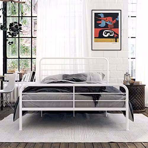 DHP Millie Metal Bed in White, King Size (180 x 200 cm) – 3