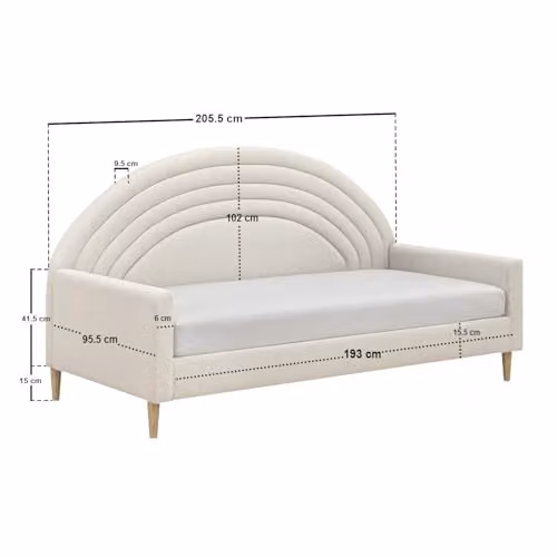 Flair Noa Rainbow Single Day Bed in Beige Velvet Fabric – 2