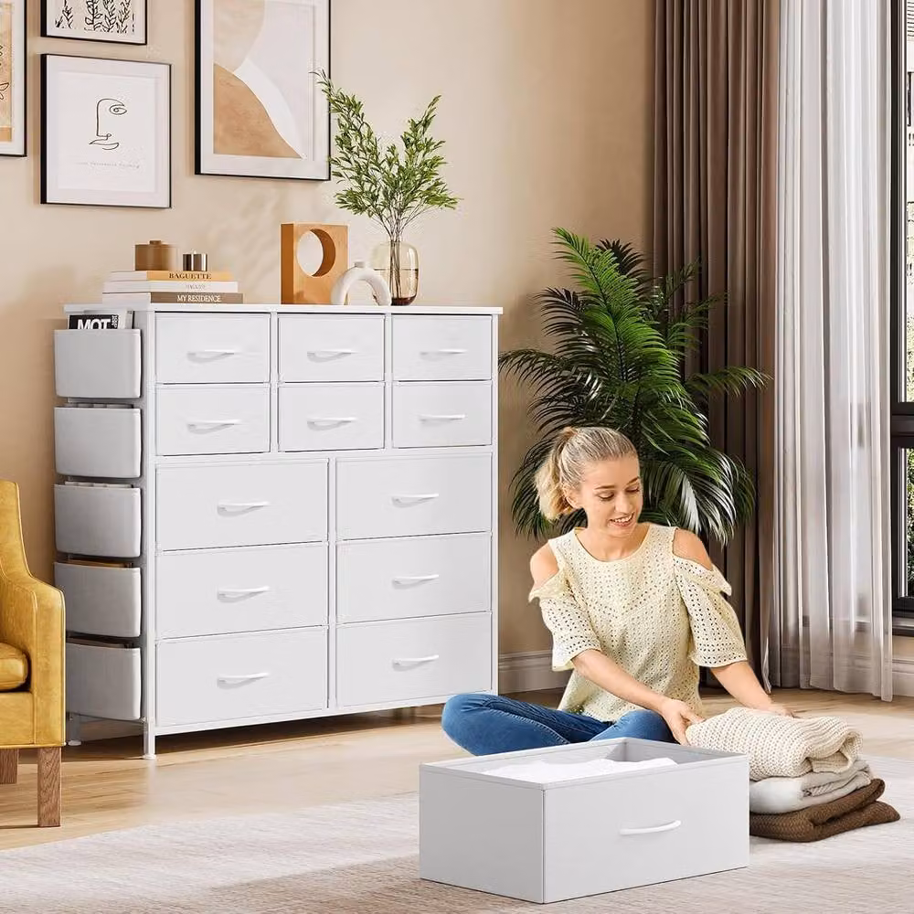 London Boutique 12-Drawer Chest of Drawers and Storage Cabinet in White – 3
