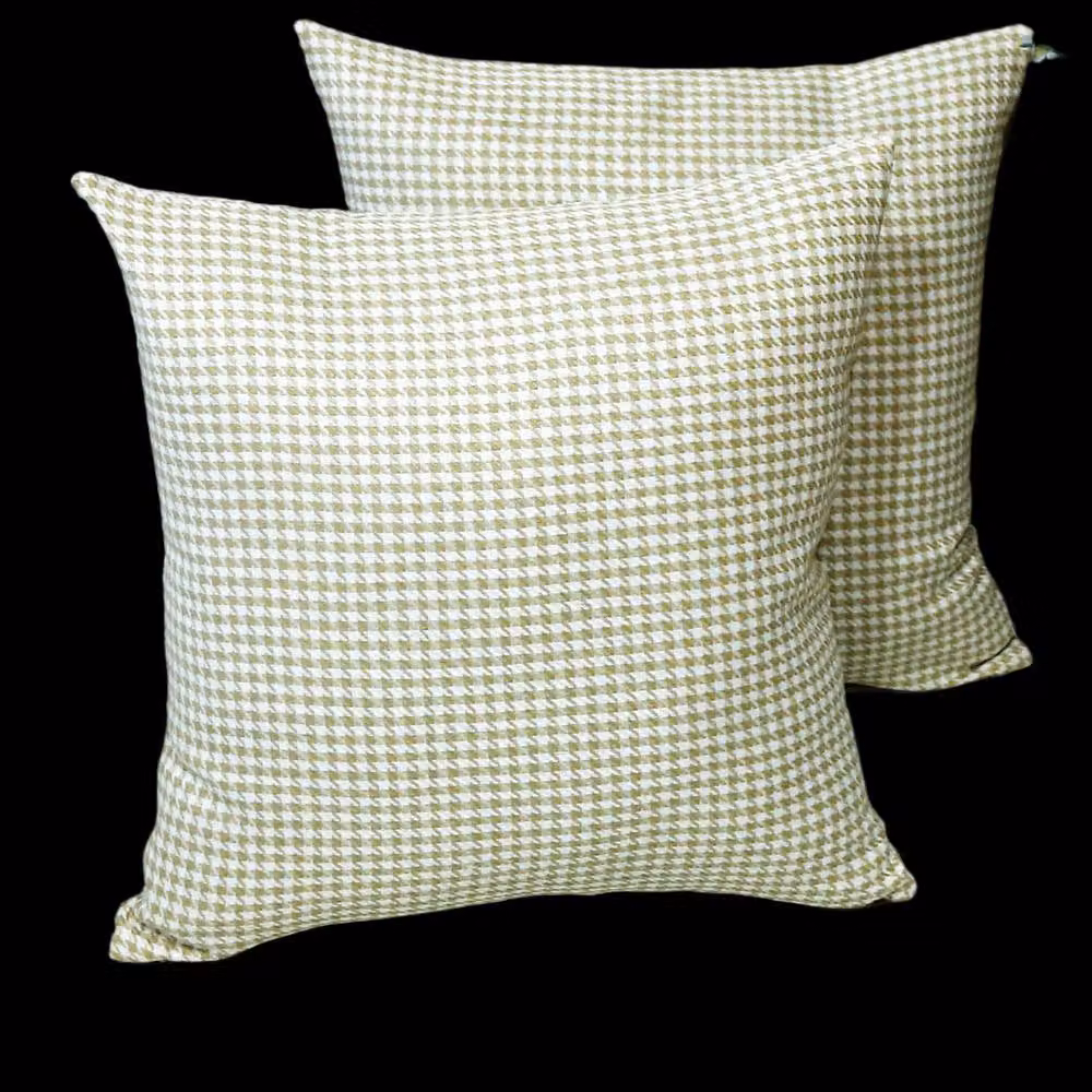 Luxury Living Pair of Houndstooth Woven Square Cushions with Removable Washable Covers, Beige, Black and White, W/D/H: 45 x 45 x 45 cm – 3