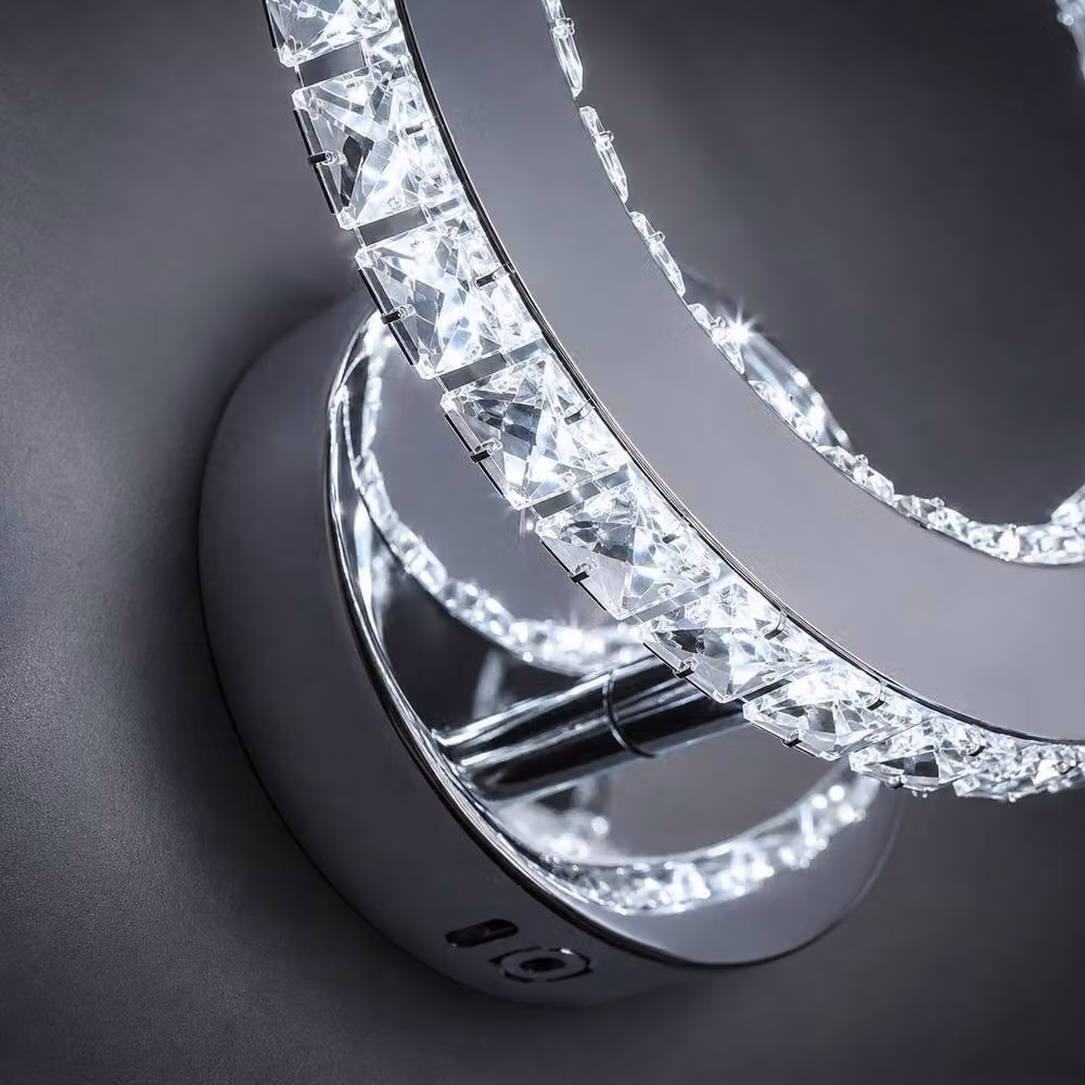 Goeco Modern LED Crystal Wall Light in Silver for Bedroom and Hallway, 16W – 4