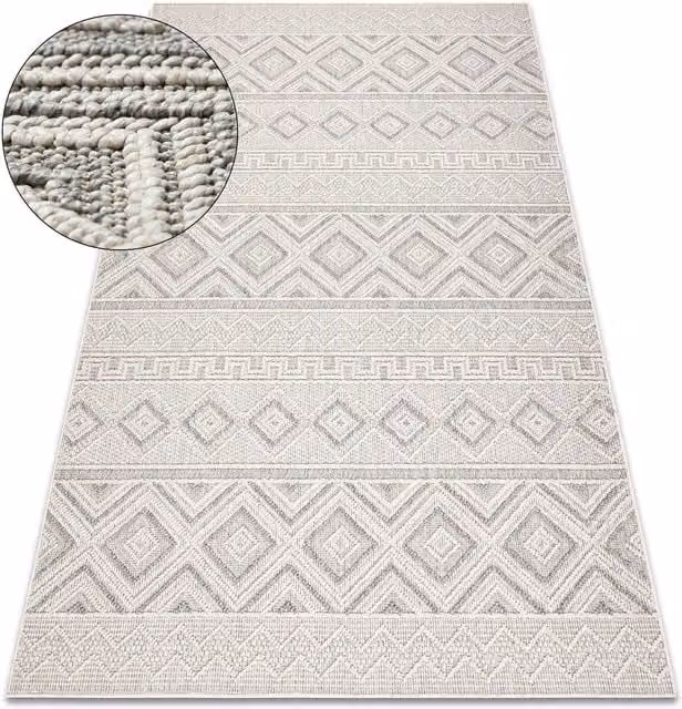 RugsX Grey Geometric Minimalist Flat Weave Rug, W: 160 cm, L: 220 cm