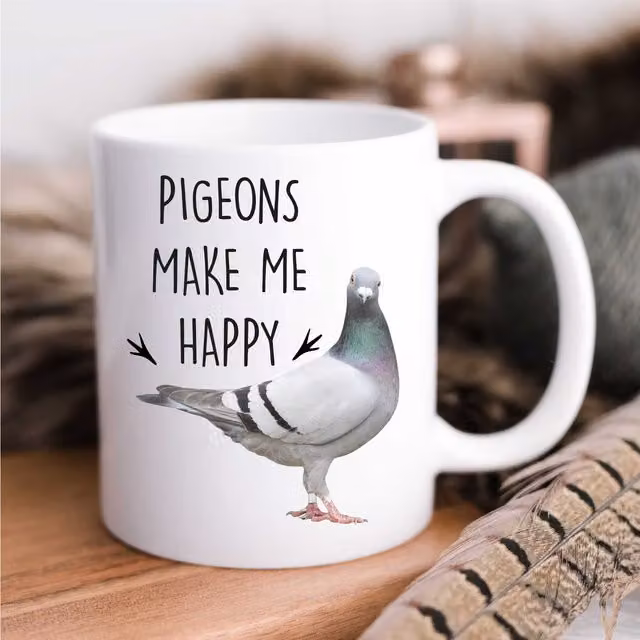 60 Second Makeover Pigeons Make Me Happy White Ceramic Mug – 1
