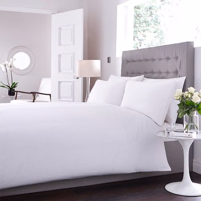 Charlotte Thomas Sestina Luxury White Cotton Percale Duvet Cover