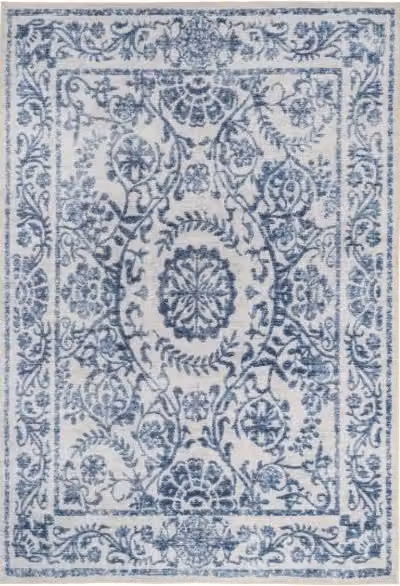 Kukoon Beige and Mid Blue Distressed Abstract Vintage Rug, Non-Slip and Washable, W: 160 cm, D: 230 cm – 1