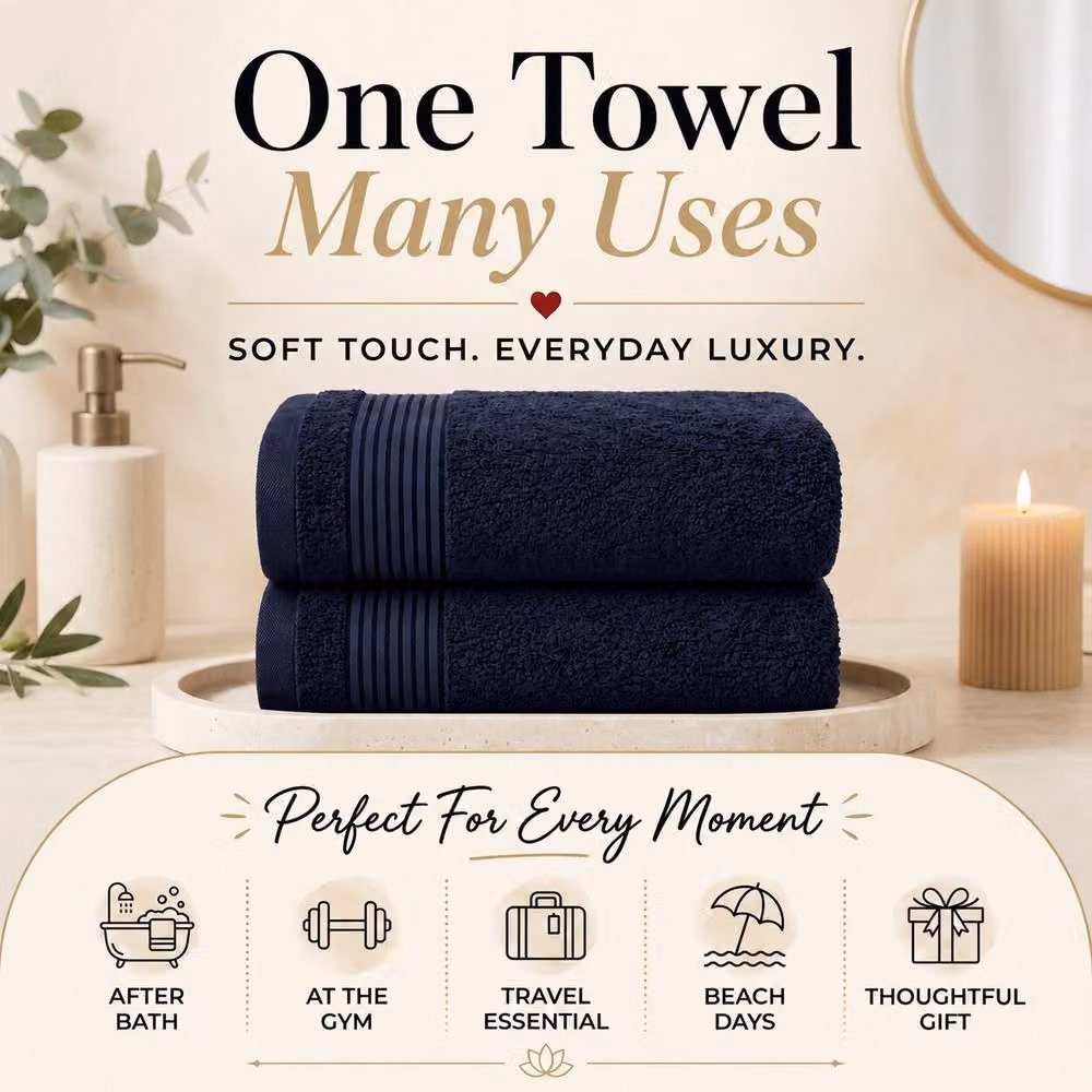 Pamposh 6 Piece Set of Blue Cotton Terry Towels, 500 GSM – 8