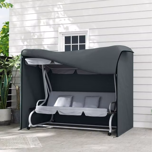 Outsunny Waterproof 3 Seater Garden Swing Chair Cover, Grey, W: 220 cm, D: 125 cm, H: 172 cm