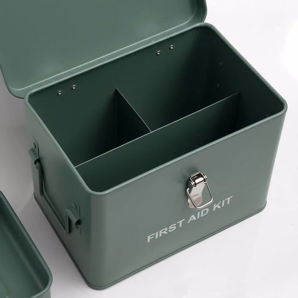 EONLION First Aid Storage Canister Square Metal Box with Lid, Green, W: 50.0 cm, D: 50.0 cm, H: 50.0 cm – 3