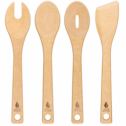 Natural Elements 4-Piece Wood Fibre Kitchen Utensil Set in Brown – 1