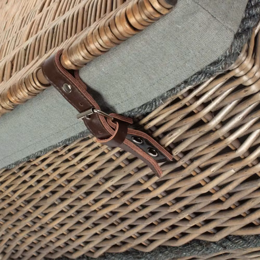 Red Hamper Wicker Trunk with Grey Cotton Lining and Antique Wash Rope Handles – 3