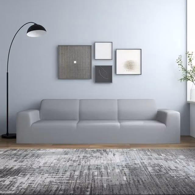 Berkfield Home 4-Seater Stretch Sofa Slipcover in Grey Polyester Jersey