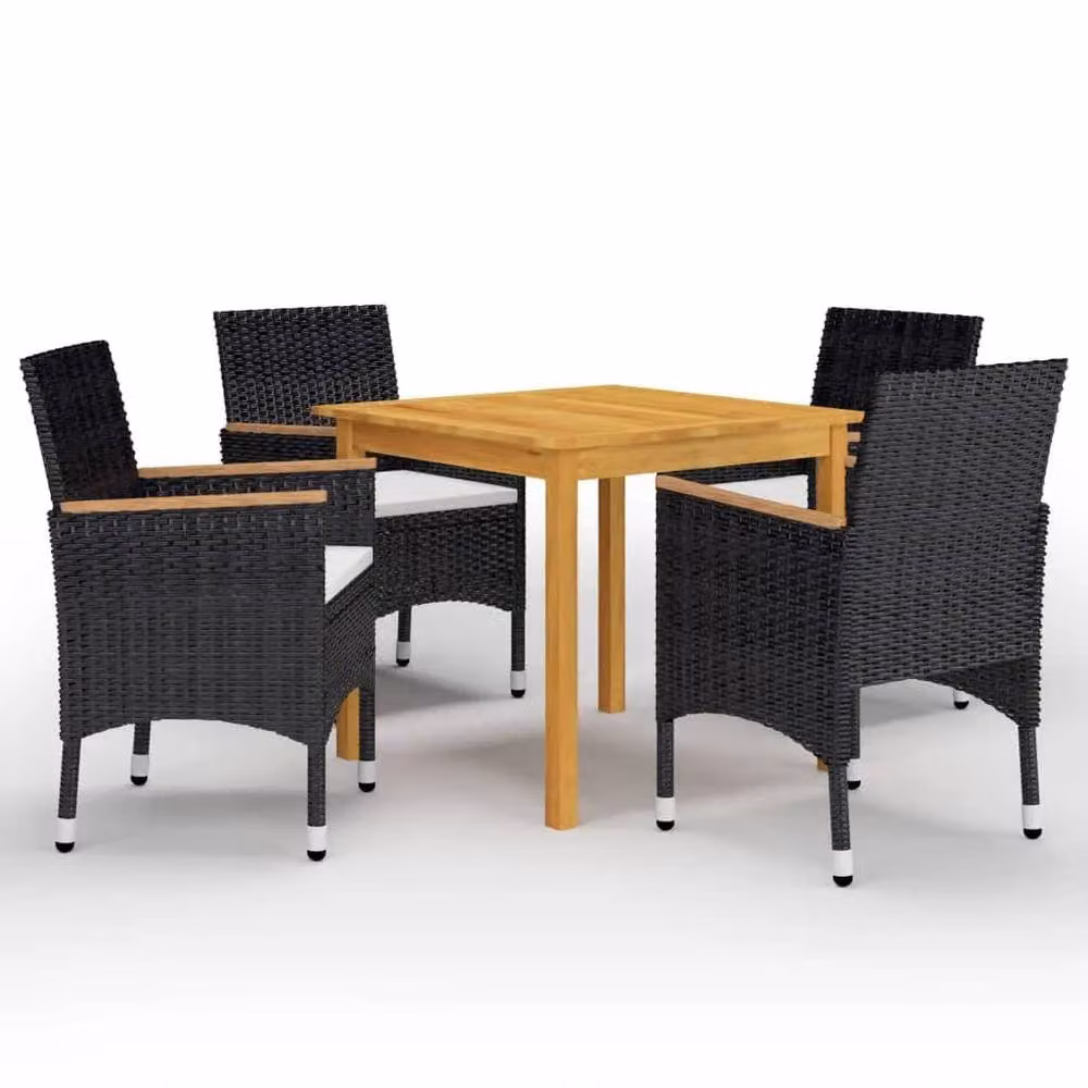 Berkfield Home Beautiful 5 Piece Garden Dining Set with Cushions in Black – 2