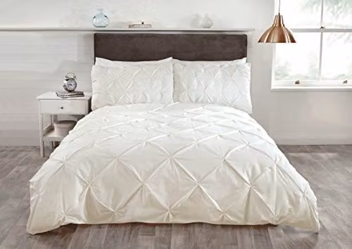 Rapport Home Pintuck Balmoral Duvet Cover Set, Cream, Single, W/D/H: 135 x 200 cm – 1